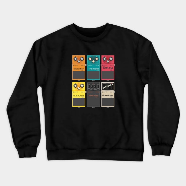 Guitar Effects Pedal (Pedal Board) Crewneck Sweatshirt by Petrol_Blue